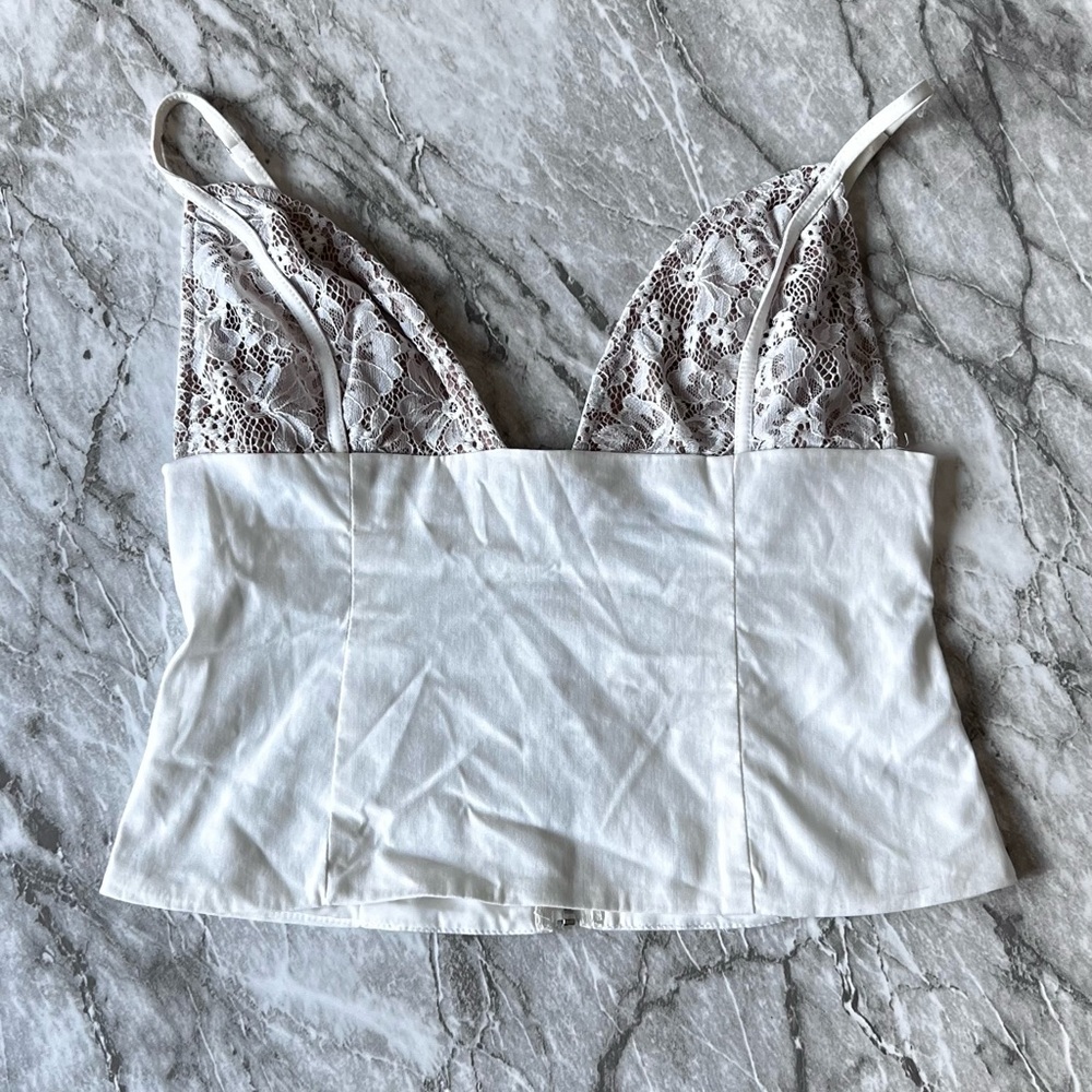 White fox Lace Trim Cami Top
